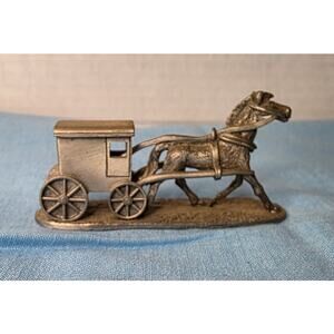 Spoontiques 1986 Pewter Horse Drawn Amish Buggy 3" - M